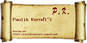 Paulik Kornél névjegykártya