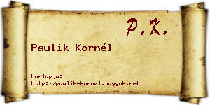 Paulik Kornél névjegykártya